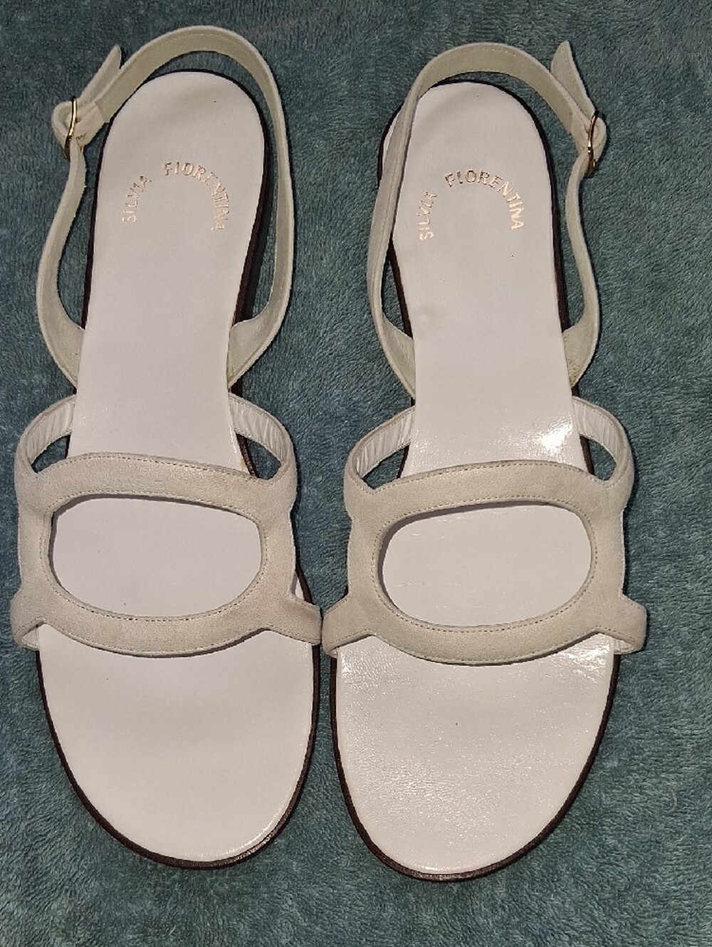 Silvia Florentina White Leather Sandals Size 10 M